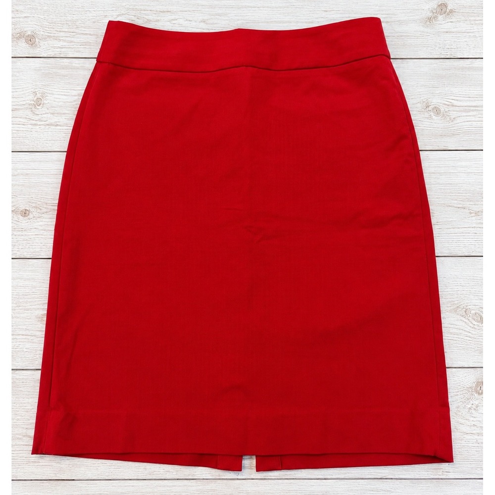Banana Republic Pencil Skirt Red Knee Length Workwear Professional Size 12 Tall